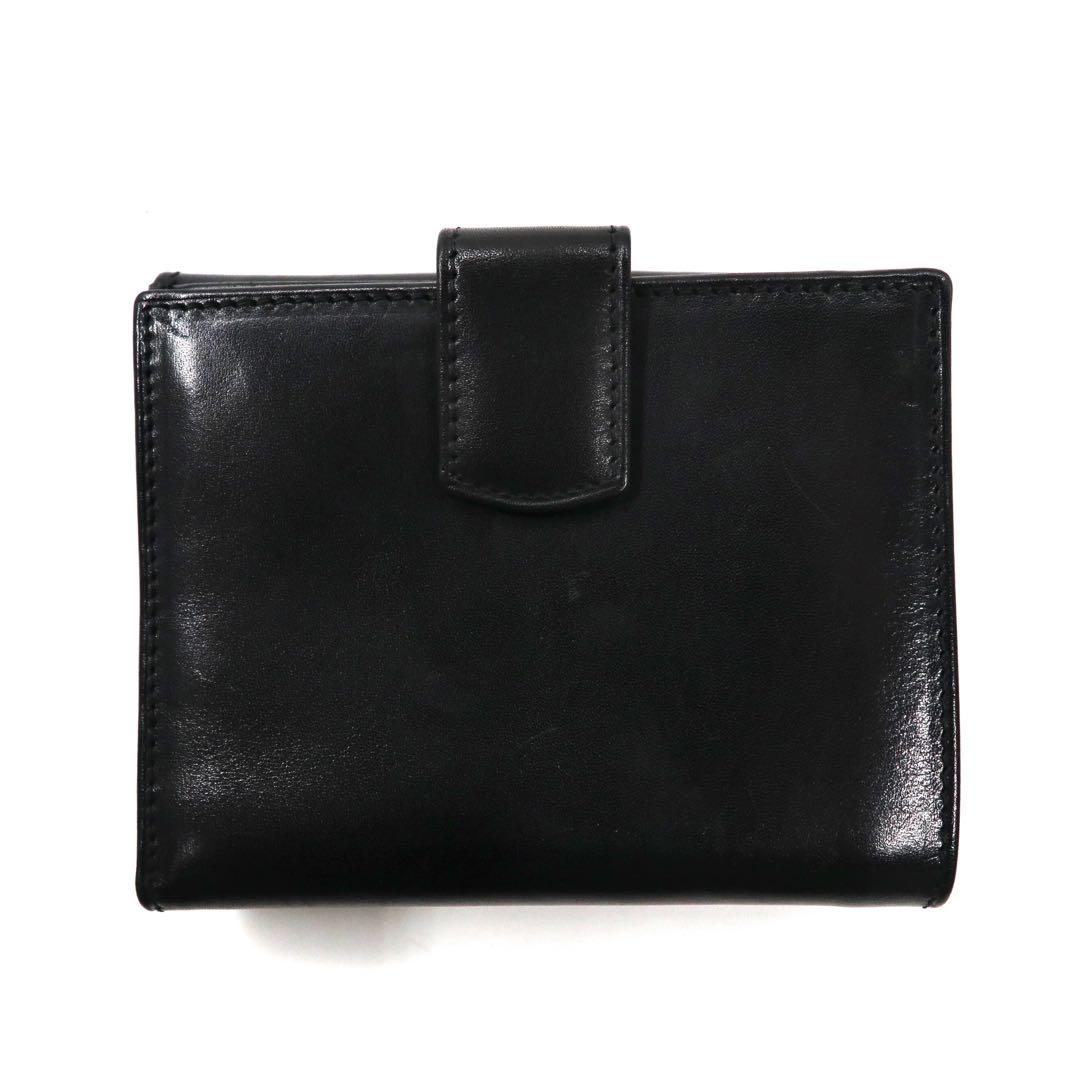Salvatore Ferragamo 3つ折り財布 ブラック レザー ガンチーニ 金具 224059 イタリア製