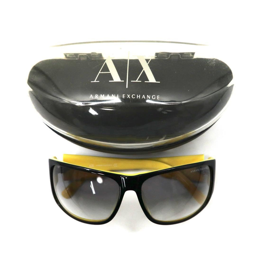A|X ARMANI EXCHANGE サングラス スクエア ブラック イエロー サイドロゴ AX199/F/S 71CJJ 61-14 130