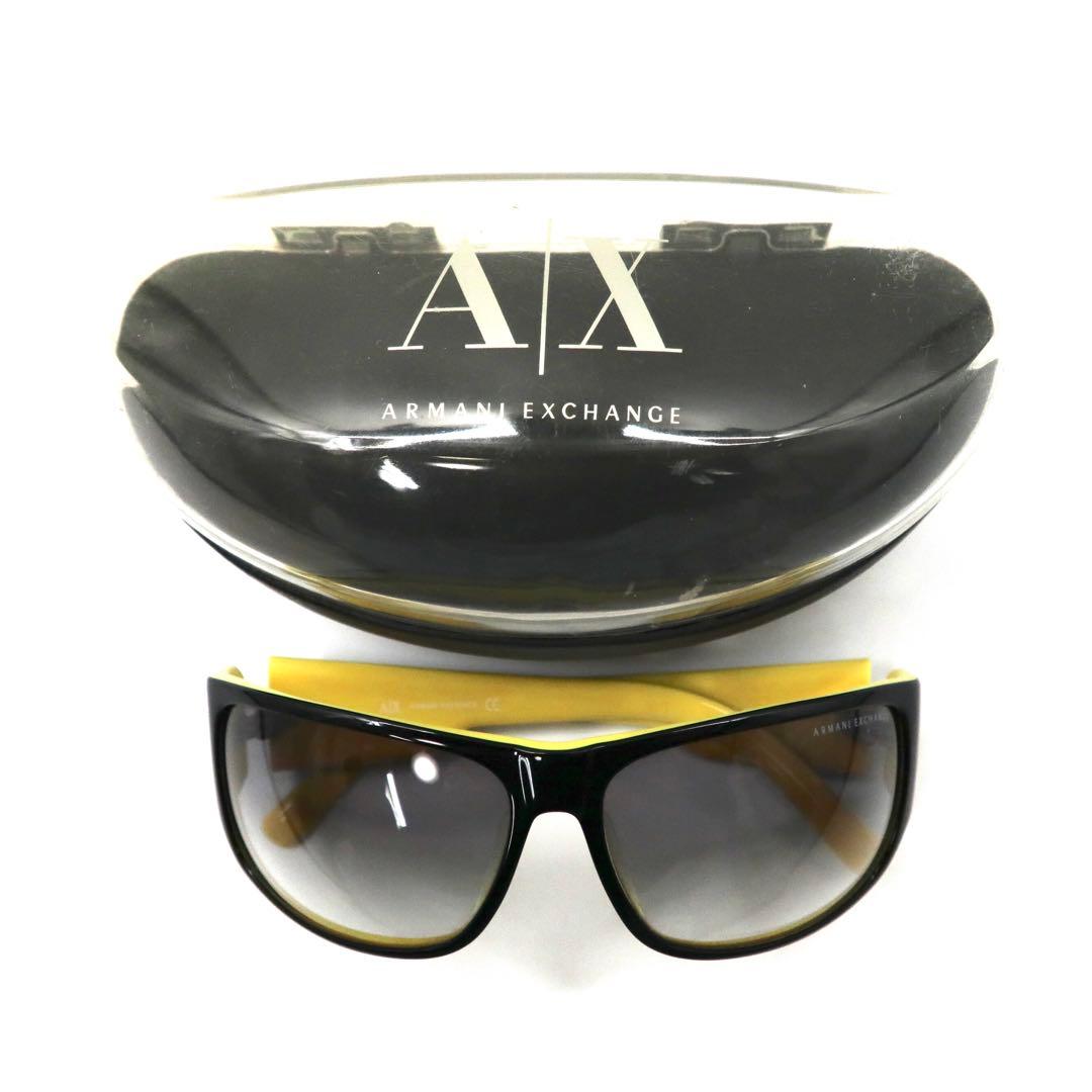 A|X ARMANI EXCHANGE サングラス スクエア ブラック イエロー サイドロゴ AX199/F/S 71CJJ 61-14 130