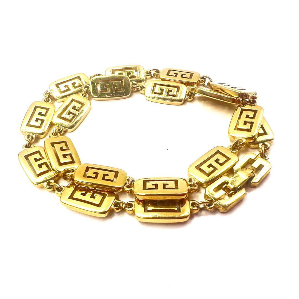 GIVENCHY Logo Motif Collana 2 VIE Girocollo Bracciale Oro Vintage Old