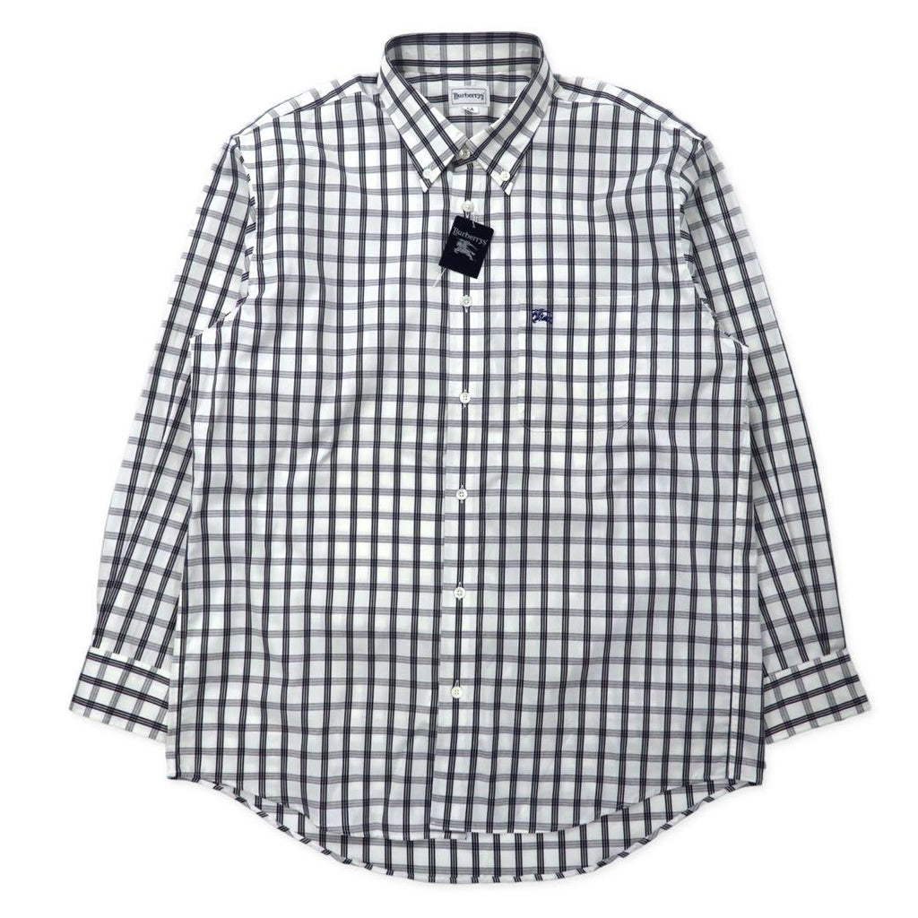 Burberrys camicia button-down Nova Check LA bianca in cotone con logo ricamato, Made in Japan, nuovo senza etichette