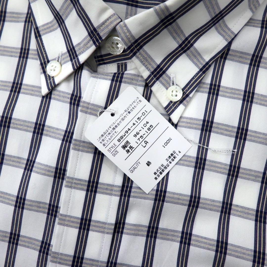 Burberrys camicia button-down Nova Check LA bianca in cotone con logo ricamato, Made in Japan, nuovo senza etichette