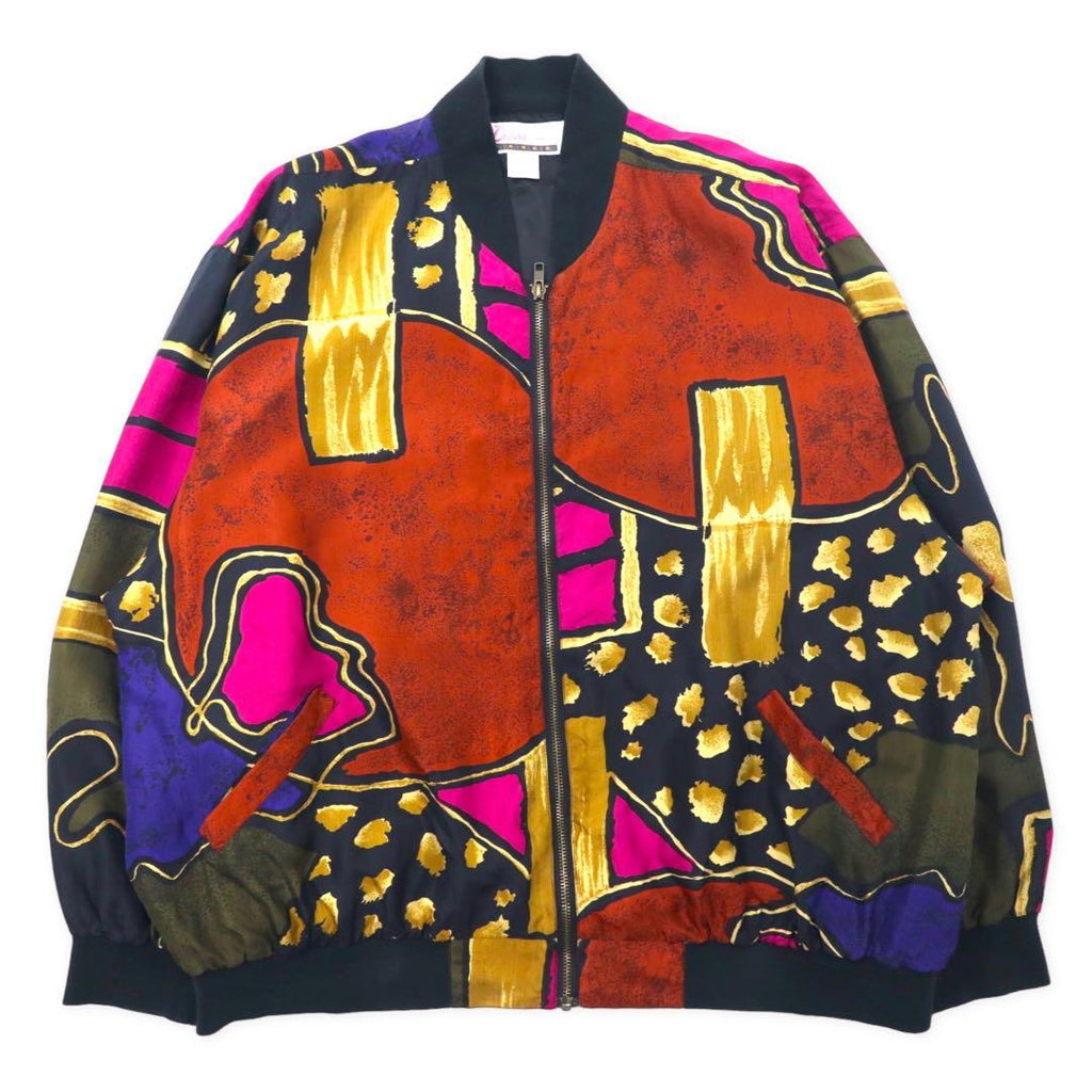 Diana MARCO anni '80, bomber in seta fantasia, taglia 20, multicolore, geometrico, modello "crazy", oversize