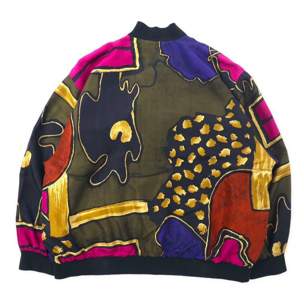 Diana MARCO anni '80, bomber in seta fantasia, taglia 20, multicolore, geometrico, modello "crazy", oversize