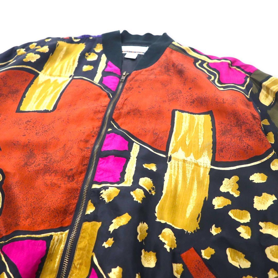 Diana MARCO anni '80, bomber in seta fantasia, taglia 20, multicolore, geometrico, modello "crazy", oversize