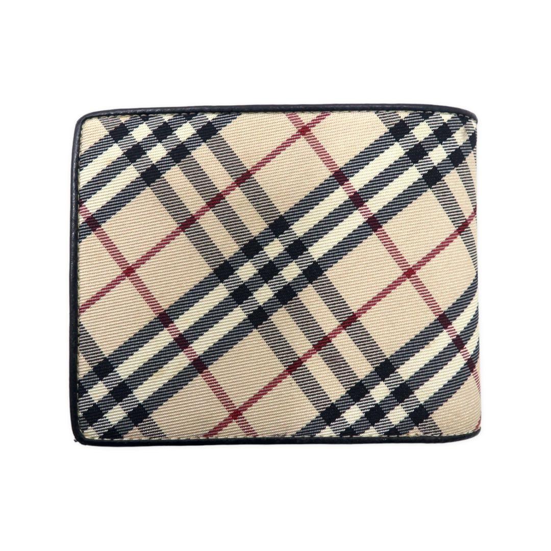 BURBERRY portafoglio compatto a due ante con motivo Nova Check, beige, nero, in tela nylon e pelle, scomparti multipli