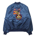 King Louie USA 90s Giubbotto stile college M blu navy nylon fodera trapuntata toppa posteriore