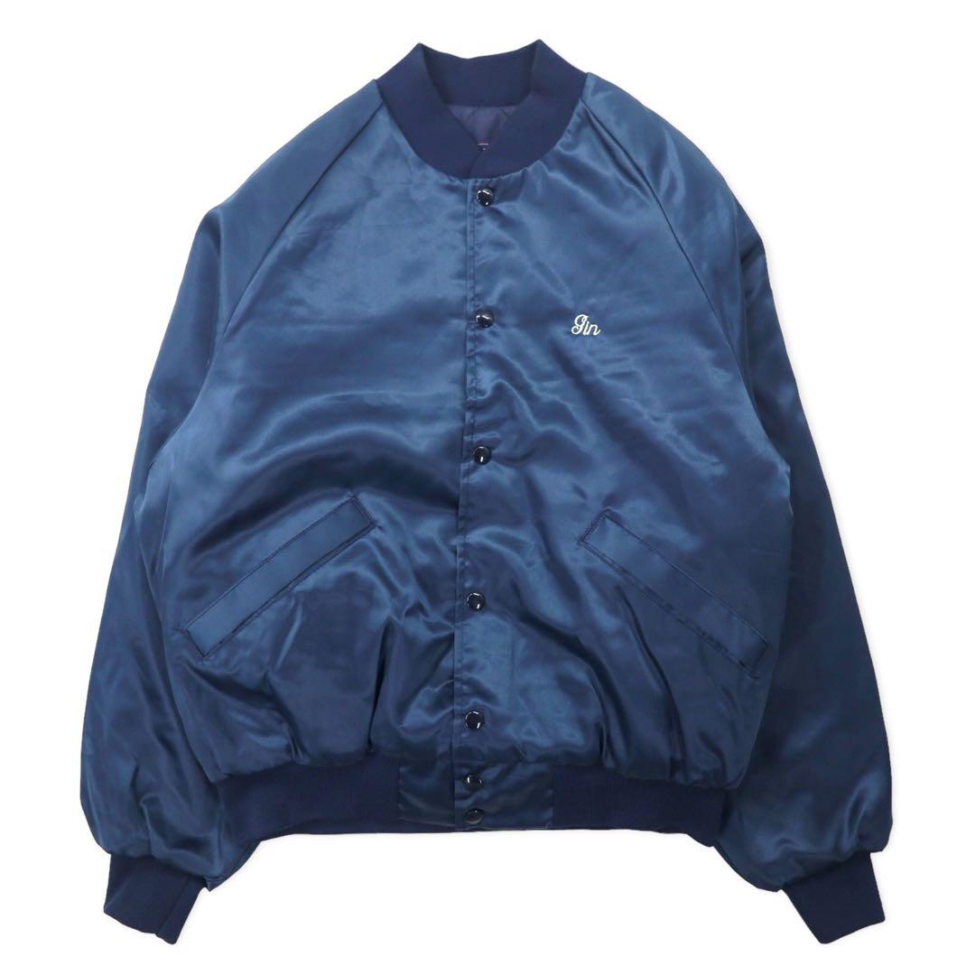 King Louie USA 90s Giubbotto stile college M blu navy nylon fodera trapuntata toppa posteriore