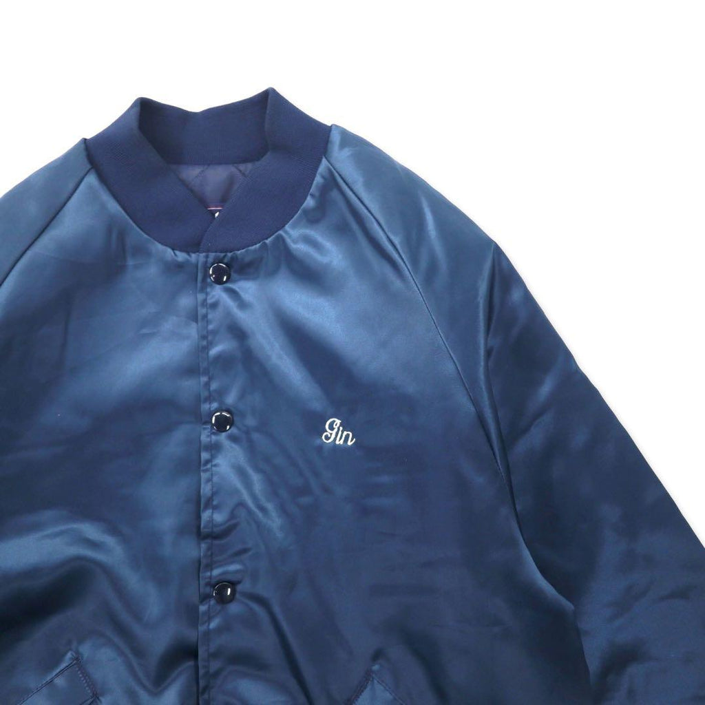 King Louie USA 90s Giubbotto stile college M blu navy nylon fodera trapuntata toppa posteriore