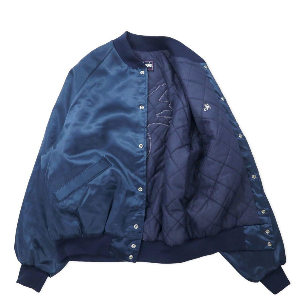 King Louie USA 90s Giubbotto stile college M blu navy nylon fodera trapuntata toppa posteriore