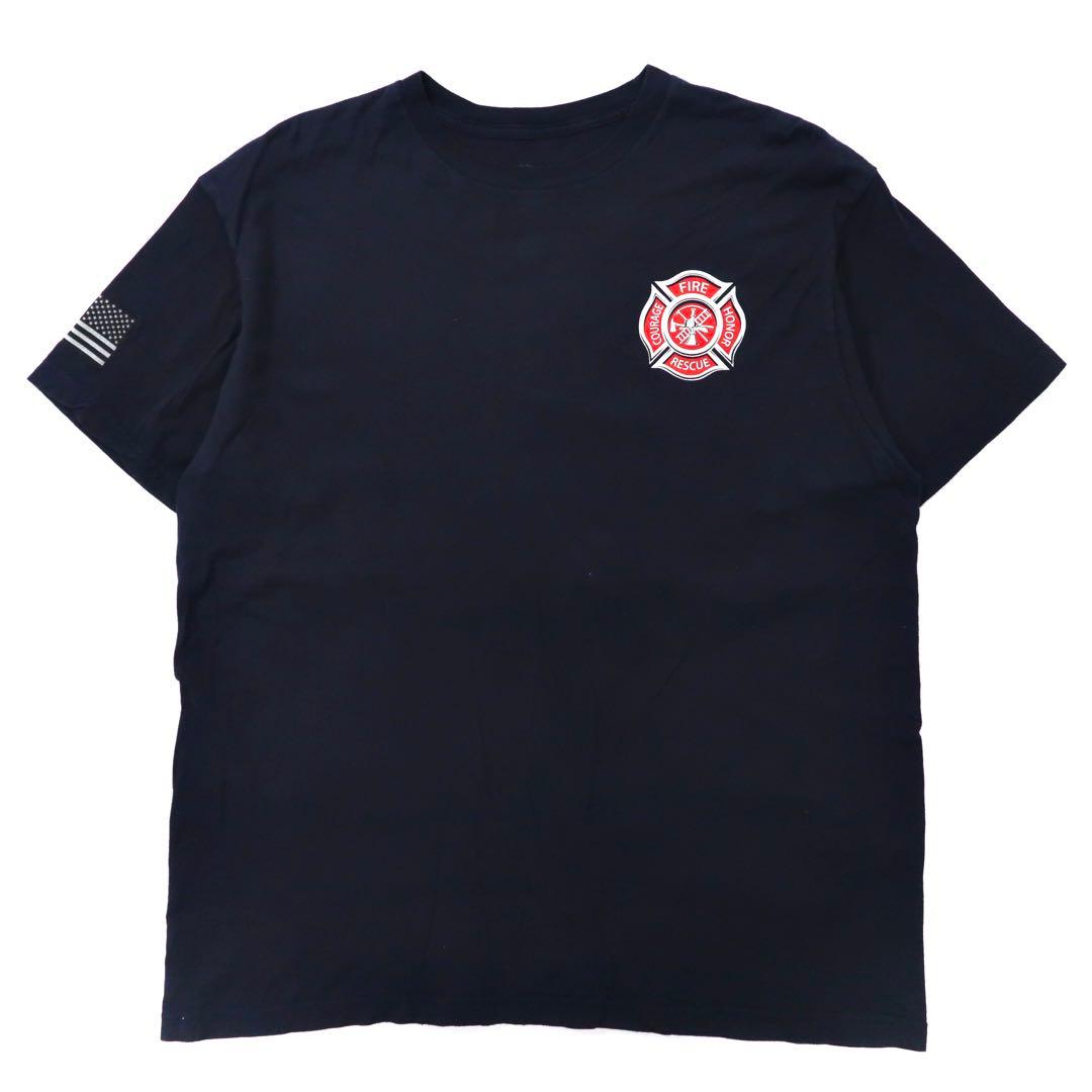 Maglietta stampata "ann aranr" XL Blu Navy Cotone Bandiera Americana Croce di Malta Pompieri Fire & Rescue Coraggio Onore Made in Messico