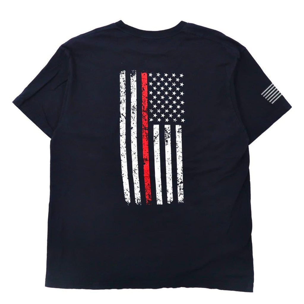 Maglietta stampata "ann aranr" XL Blu Navy Cotone Bandiera Americana Croce di Malta Pompieri Fire & Rescue Coraggio Onore Made in Messico