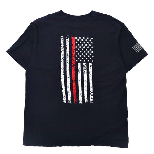 Maglietta stampata "ann aranr" XL Blu Navy Cotone Bandiera Americana Croce di Malta Pompieri Fire & Rescue Coraggio Onore Made in Messico