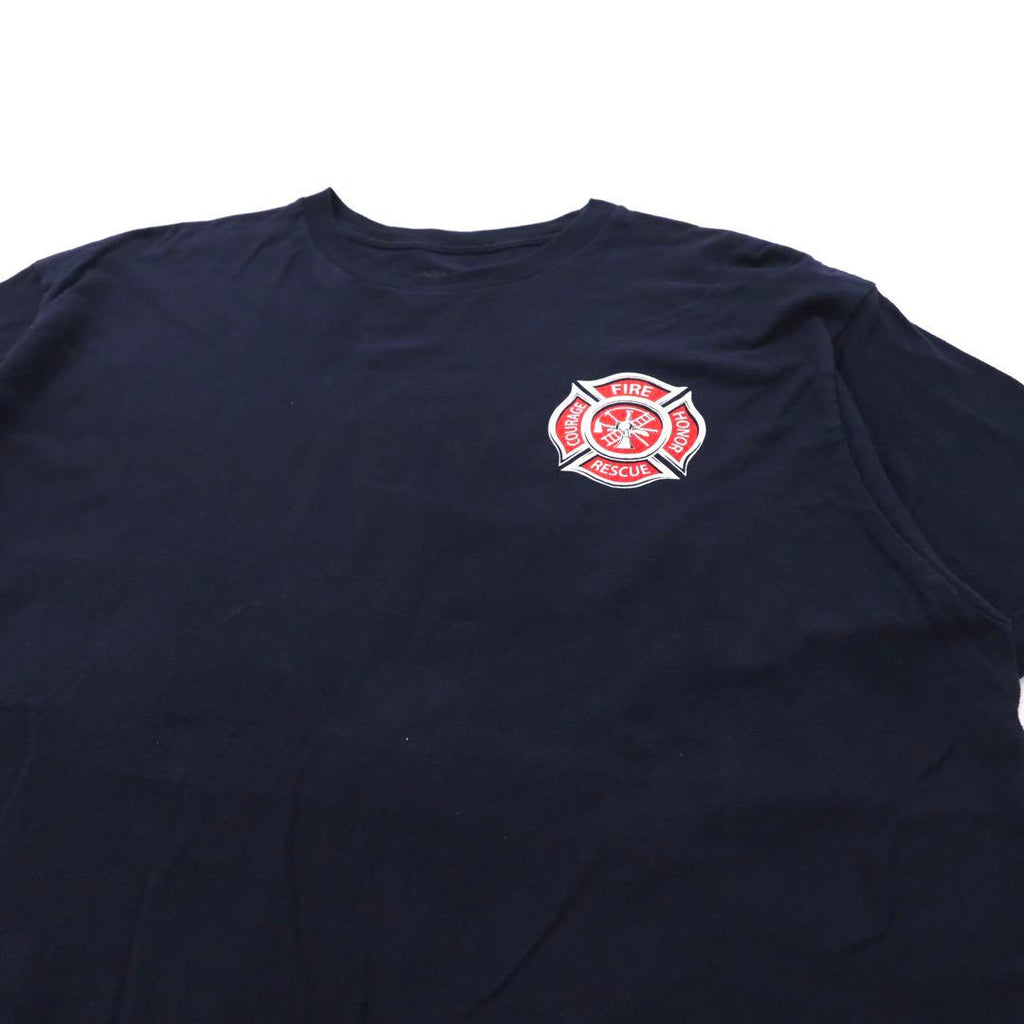 Maglietta stampata "ann aranr" XL Blu Navy Cotone Bandiera Americana Croce di Malta Pompieri Fire & Rescue Coraggio Onore Made in Messico