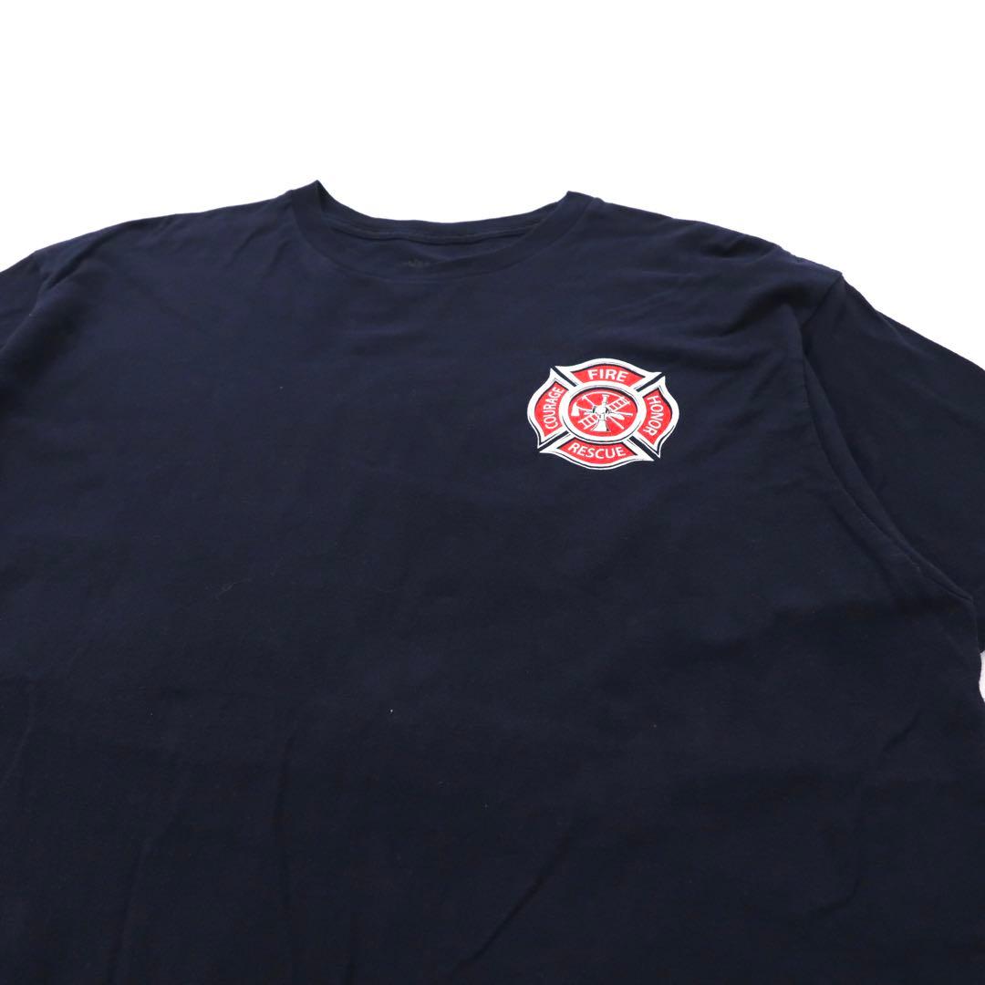 Maglietta stampata "ann aranr" XL Blu Navy Cotone Bandiera Americana Croce di Malta Pompieri Fire & Rescue Coraggio Onore Made in Messico