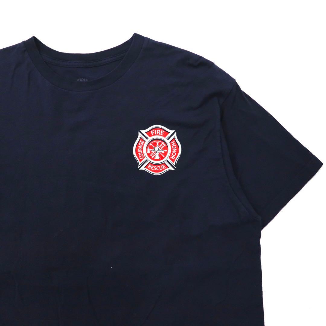 Maglietta stampata "ann aranr" XL Blu Navy Cotone Bandiera Americana Croce di Malta Pompieri Fire & Rescue Coraggio Onore Made in Messico