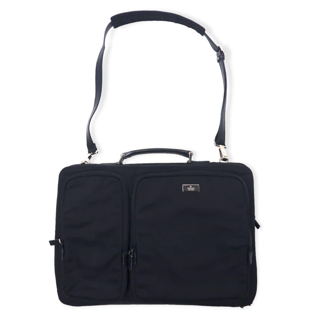 GUCCI 2WAY ブリーフケース ビジネスバッグ ナイロンキャンバス レザー切り替え 015 3402 001553 イタリア製