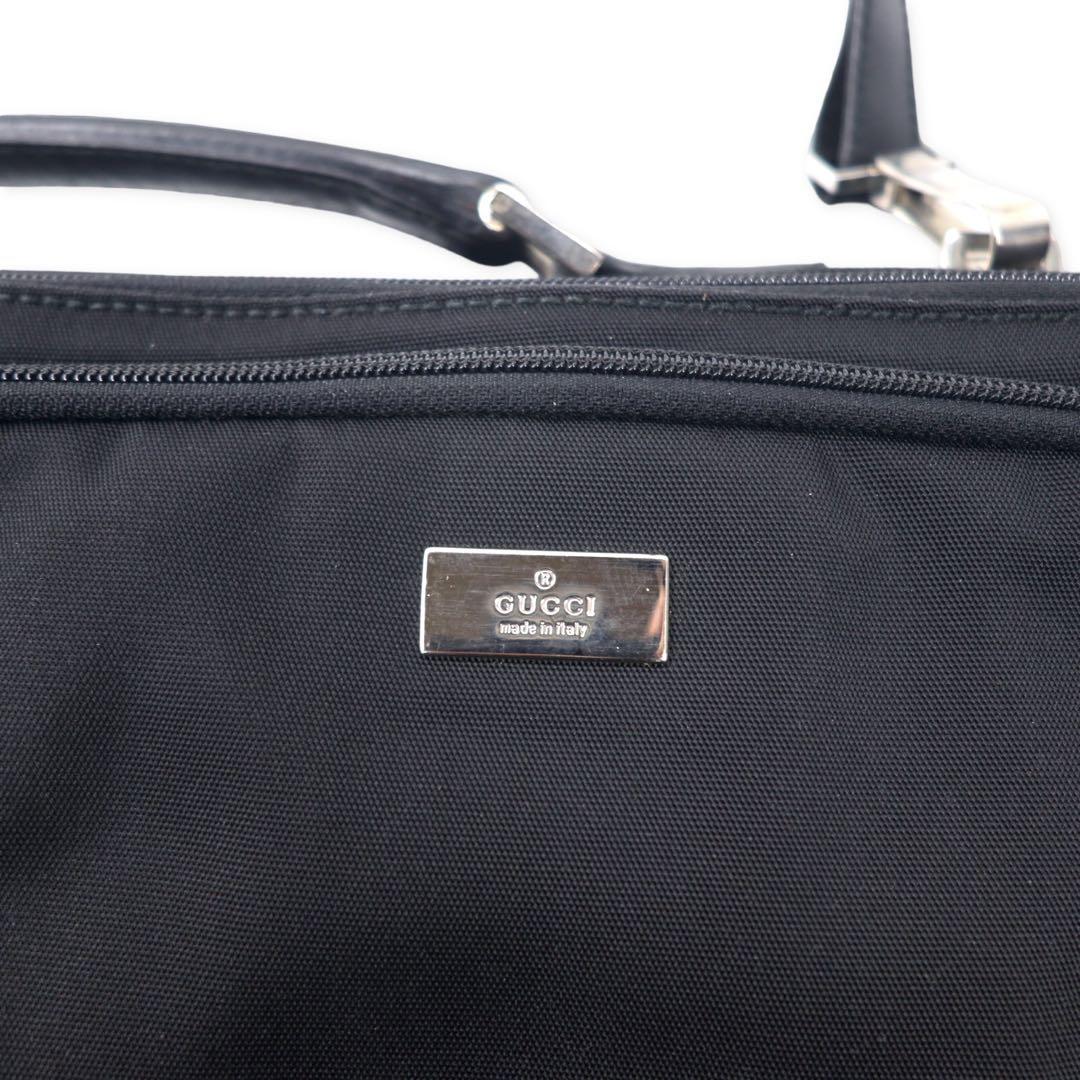 GUCCI 2WAY ブリーフケース ビジネスバッグ ナイロンキャンバス レザー切り替え 015 3402 001553 イタリア製