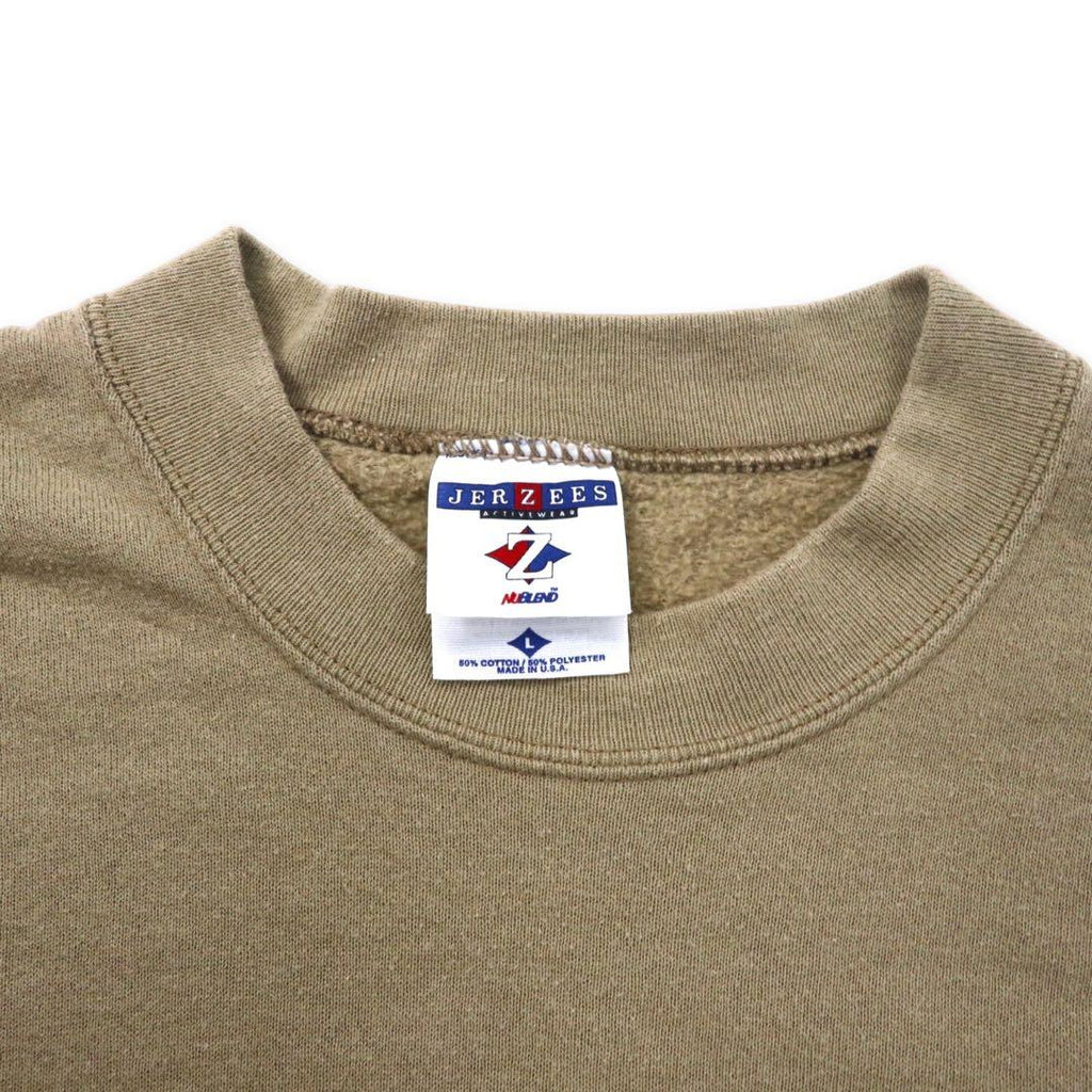 JERZEES USA製 90年代 ワンポイント 刺繍 スウェット L ベージュ コットン 裏起毛 U.S.ARMY CORPS OF ENGINEERS