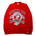 Felpa girocollo MLB CINCINNATI REDS, stampa baseball, taglia XL, rossa, in cotone, interno felpato, corpo LOGO7, anni '90, fabbricata negli USA.