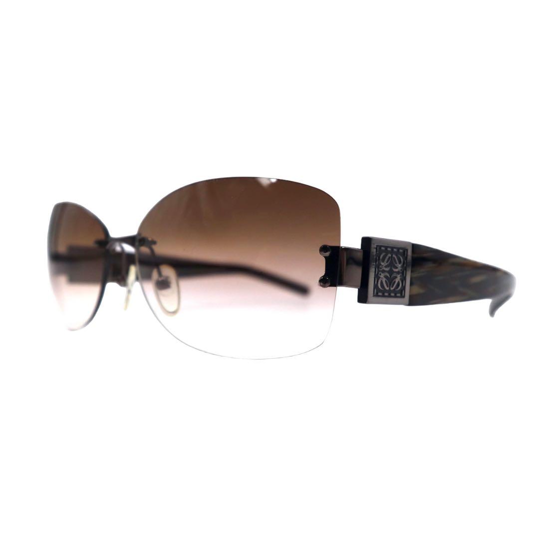 LOEWE Occhiali da Sole senza Montatura Gradiente Quadrati Marroni con Logo Laterale SLW255 Made in Italy