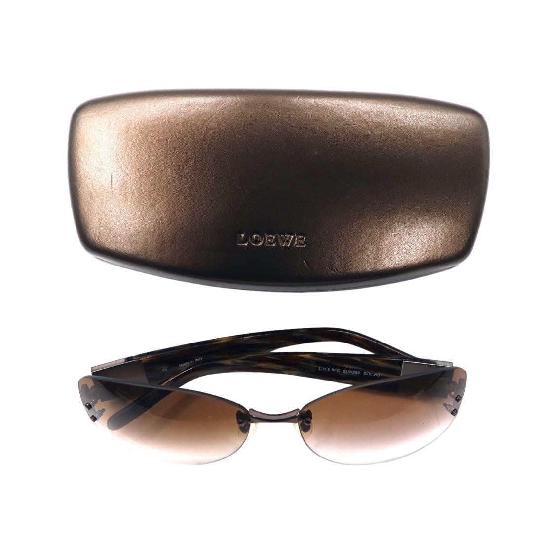 LOEWE Occhiali da Sole senza Montatura Gradiente Quadrati Marroni con Logo Laterale SLW255 Made in Italy