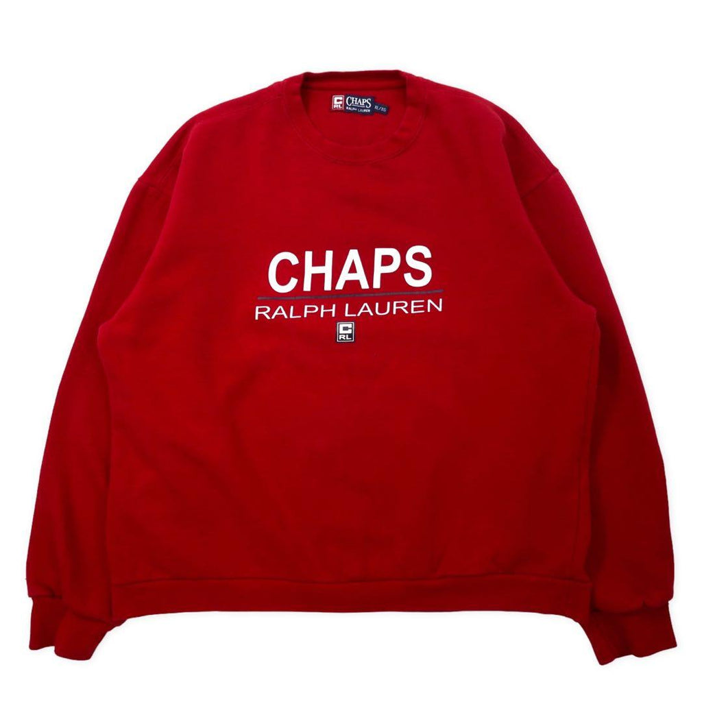 CHAPS RALPH LAUREN anni '90 felpa stampata con logo XL rossa cotone interno felpato oversize