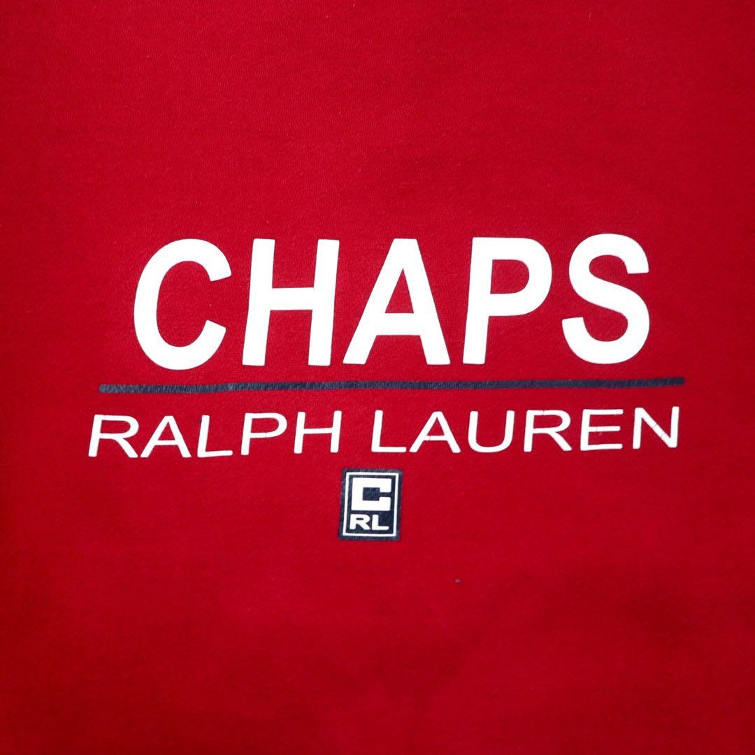 CHAPS RALPH LAUREN anni '90 felpa stampata con logo XL rossa cotone interno felpato oversize
