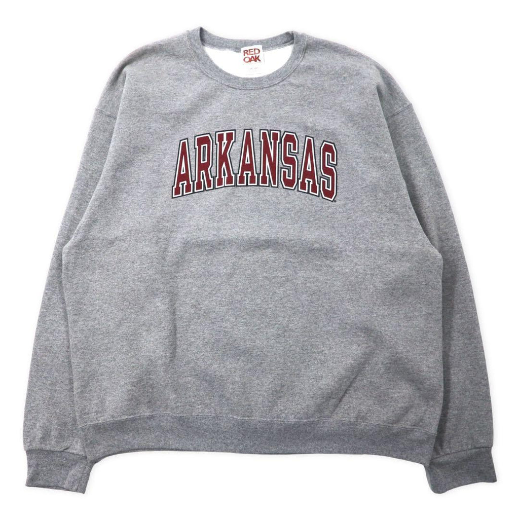 Felpa stampata RED OAK College 2XL Grigia Cotone Felpata ARKANSAS Oversize Prodotta in Honduras