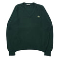 CHEMISE LACOSTE Made in France anni '80 French Lacoste maglione in maglia acrilica scollo a V taglia 4 verde lana logo piccolo oversize