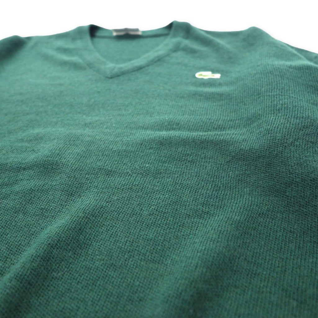 CHEMISE LACOSTE Made in France anni '80 French Lacoste maglione in maglia acrilica scollo a V taglia 4 verde lana logo piccolo oversize