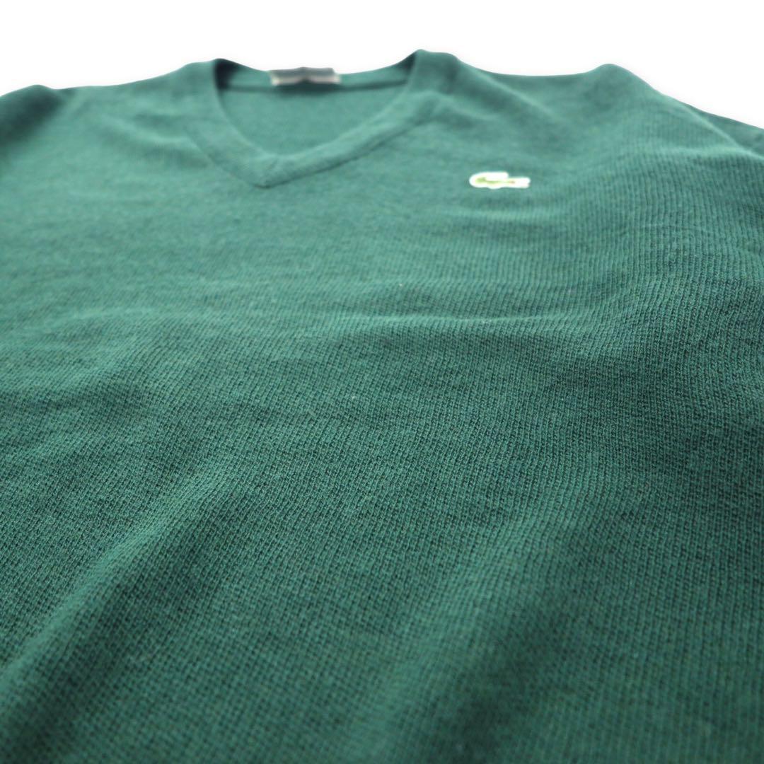 CHEMISE LACOSTE Made in France anni '80 French Lacoste maglione in maglia acrilica scollo a V taglia 4 verde lana logo piccolo oversize