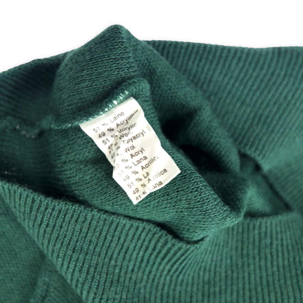 CHEMISE LACOSTE Made in France anni '80 French Lacoste maglione in maglia acrilica scollo a V taglia 4 verde lana logo piccolo oversize
