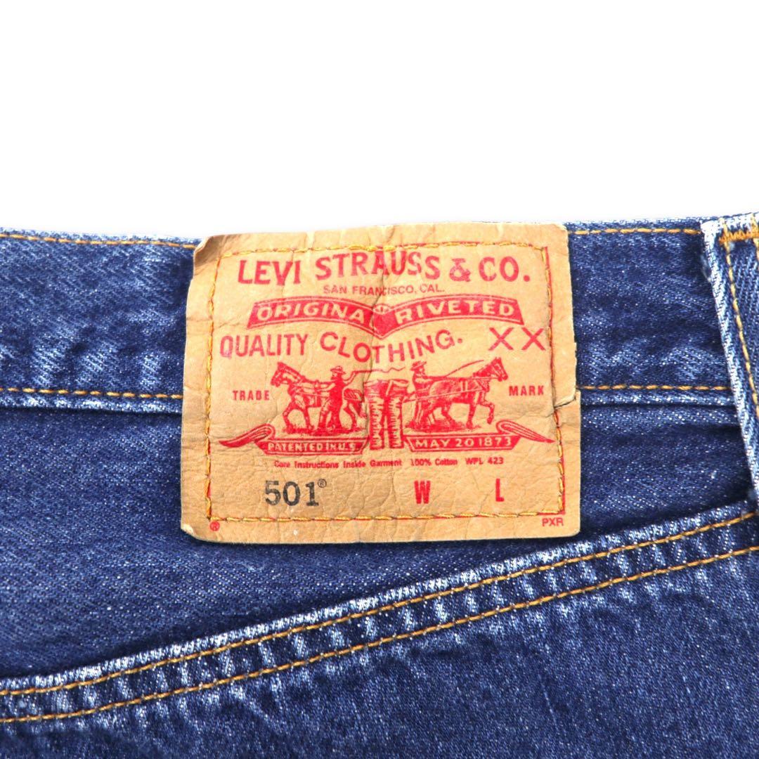 Levi's anni '90 501 jeans regular dritti taglia L blu, con numero 647 sul retro del bottone, small "e", etichetta di carta, orlo con cucitura singola, made in Messico.