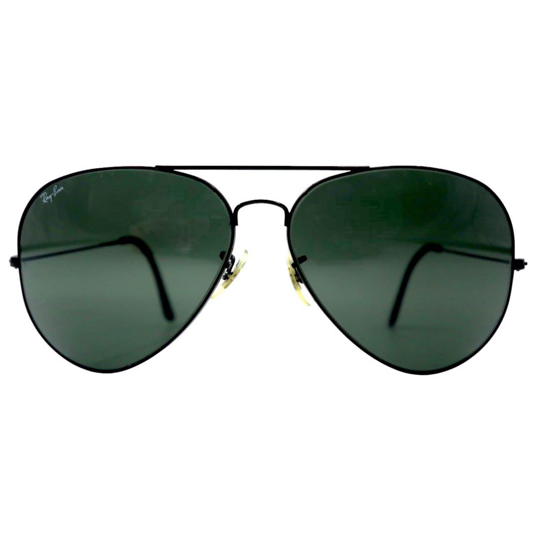 Ray-Ban USA, anni '80, occhiali da sole Classic Metal prodotti da Bausch & Lomb, a goccia, neri, doppio ponte, B&L Vintage