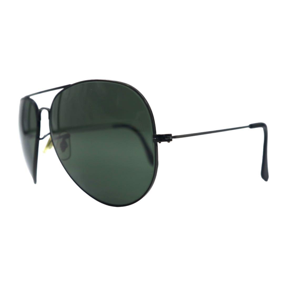 Ray-Ban USA, anni '80, occhiali da sole Classic Metal prodotti da Bausch & Lomb, a goccia, neri, doppio ponte, B&L Vintage