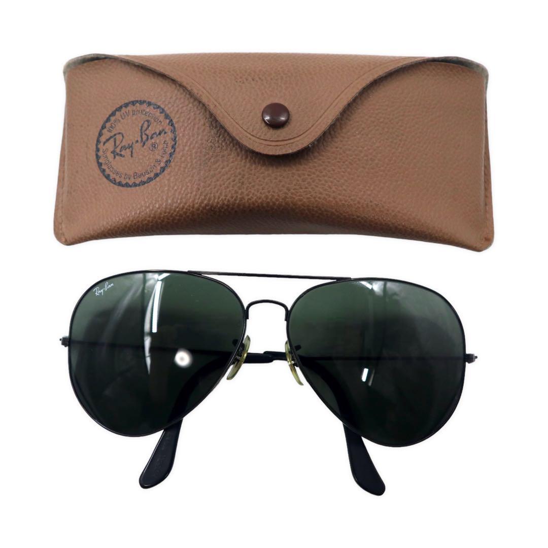 Ray-Ban USA, anni '80, occhiali da sole Classic Metal prodotti da Bausch & Lomb, a goccia, neri, doppio ponte, B&L Vintage