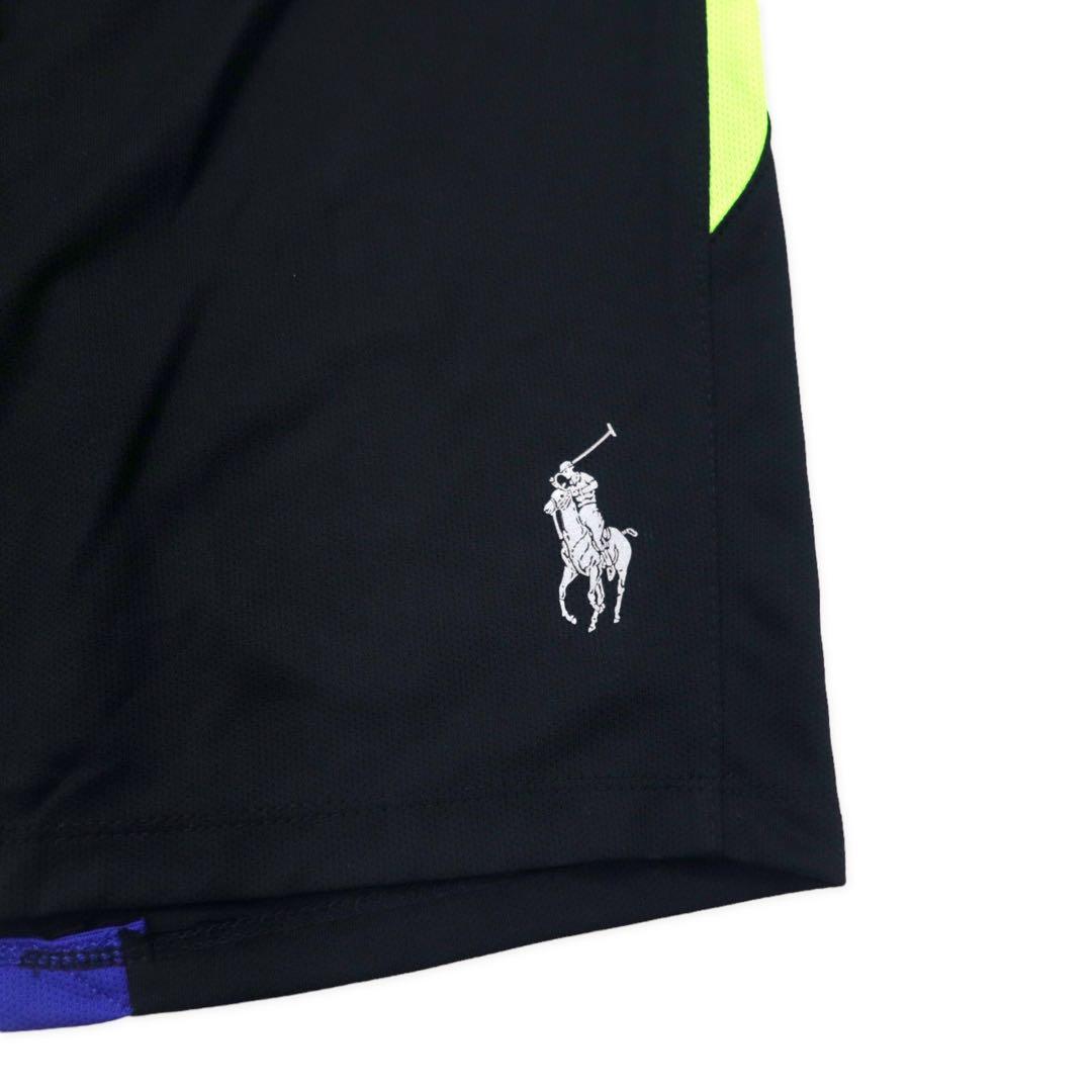 POLO RALPH LAUREN Pantaloncini corti da gioco L neri in poliestere con strisce laterali e piccolo pony, mai usati