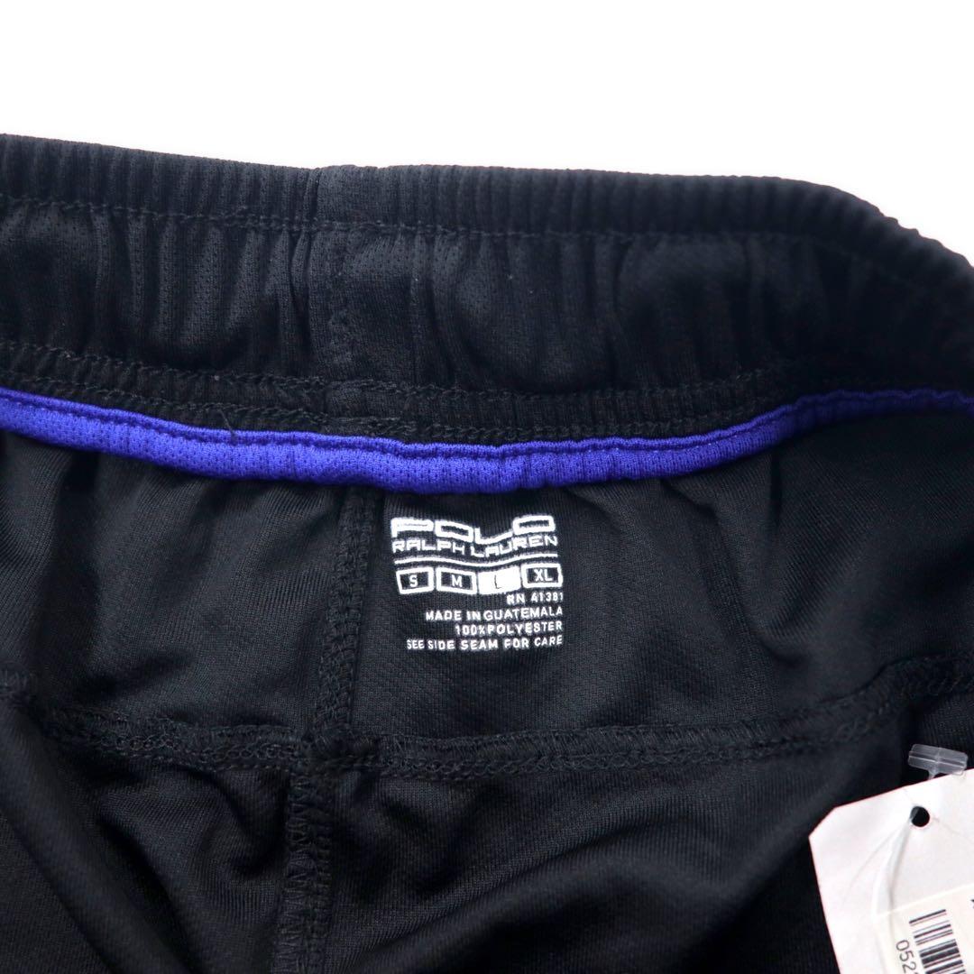 POLO RALPH LAUREN Pantaloncini corti da gioco L neri in poliestere con strisce laterali e piccolo pony, mai usati