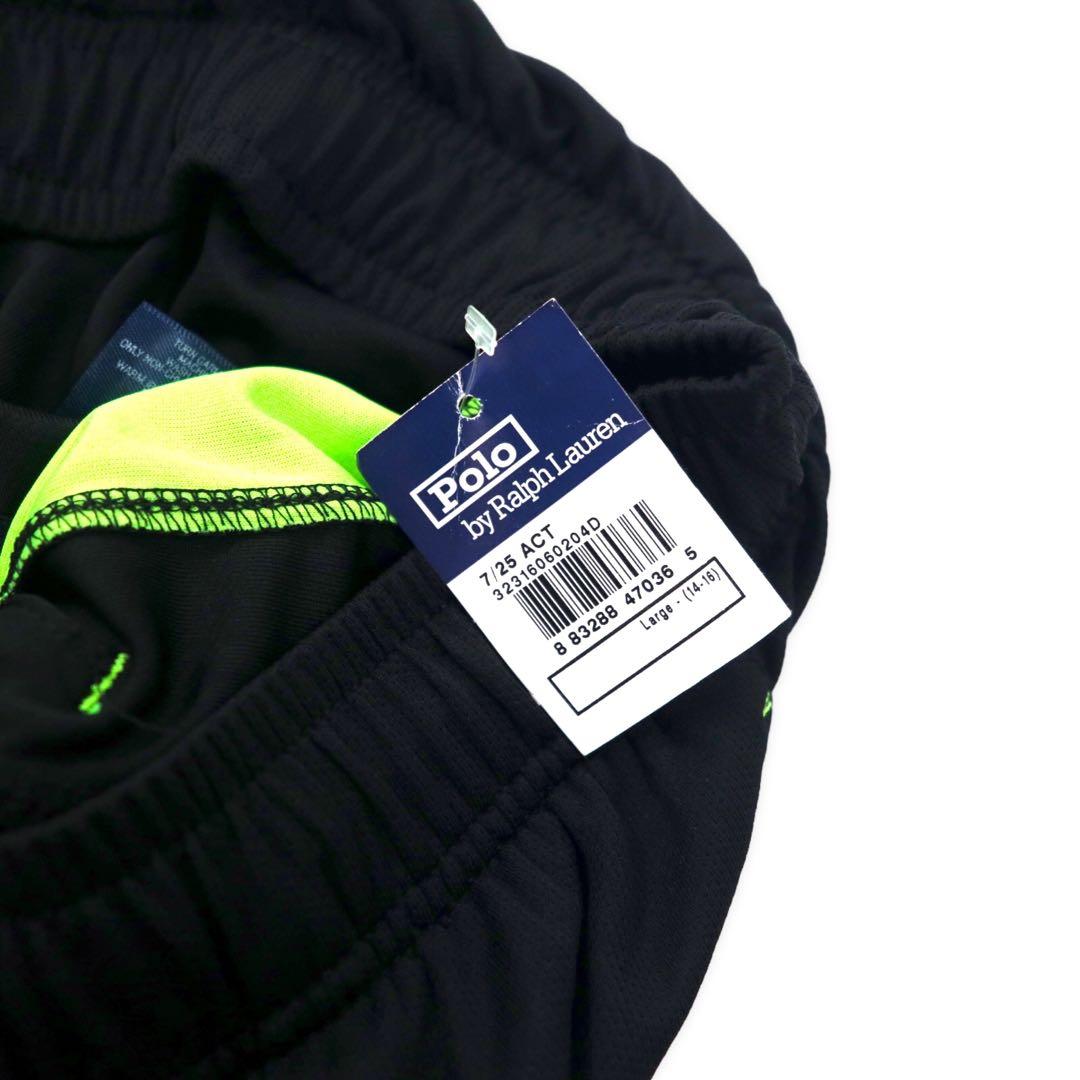 POLO RALPH LAUREN Pantaloncini corti da gioco L neri in poliestere con strisce laterali e piccolo pony, mai usati