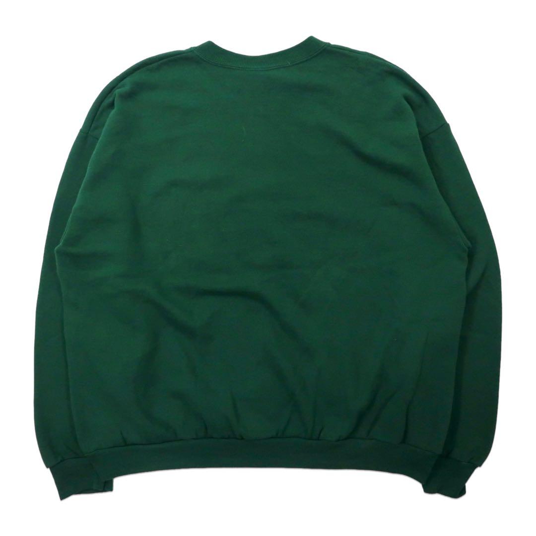 Lee USA, anni '90, Felpa stampata College, XL, Verde, Cotone, Interno felpato, WAYNE STATE UNIVERSITY
