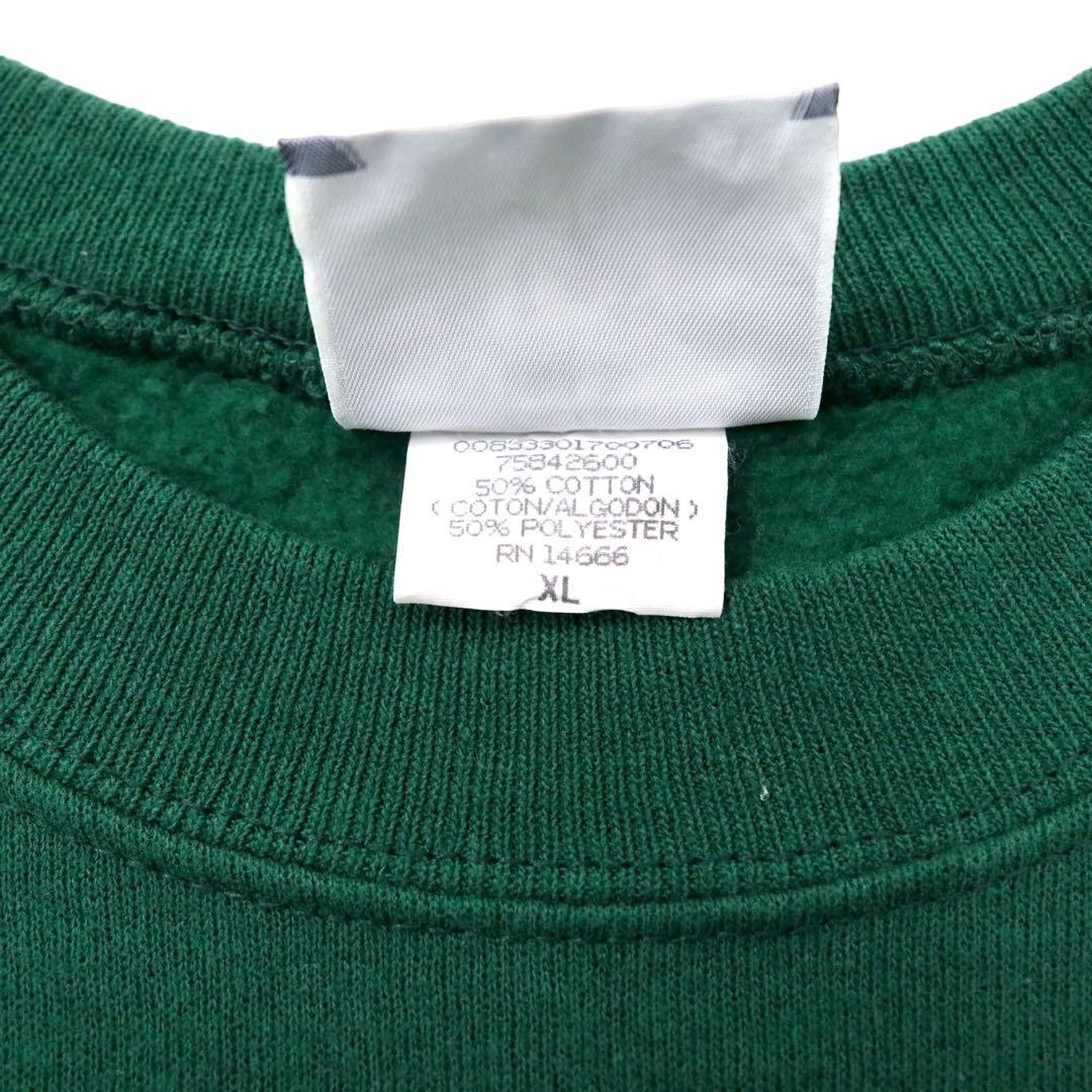 Lee USA, anni '90, Felpa stampata College, XL, Verde, Cotone, Interno felpato, WAYNE STATE UNIVERSITY