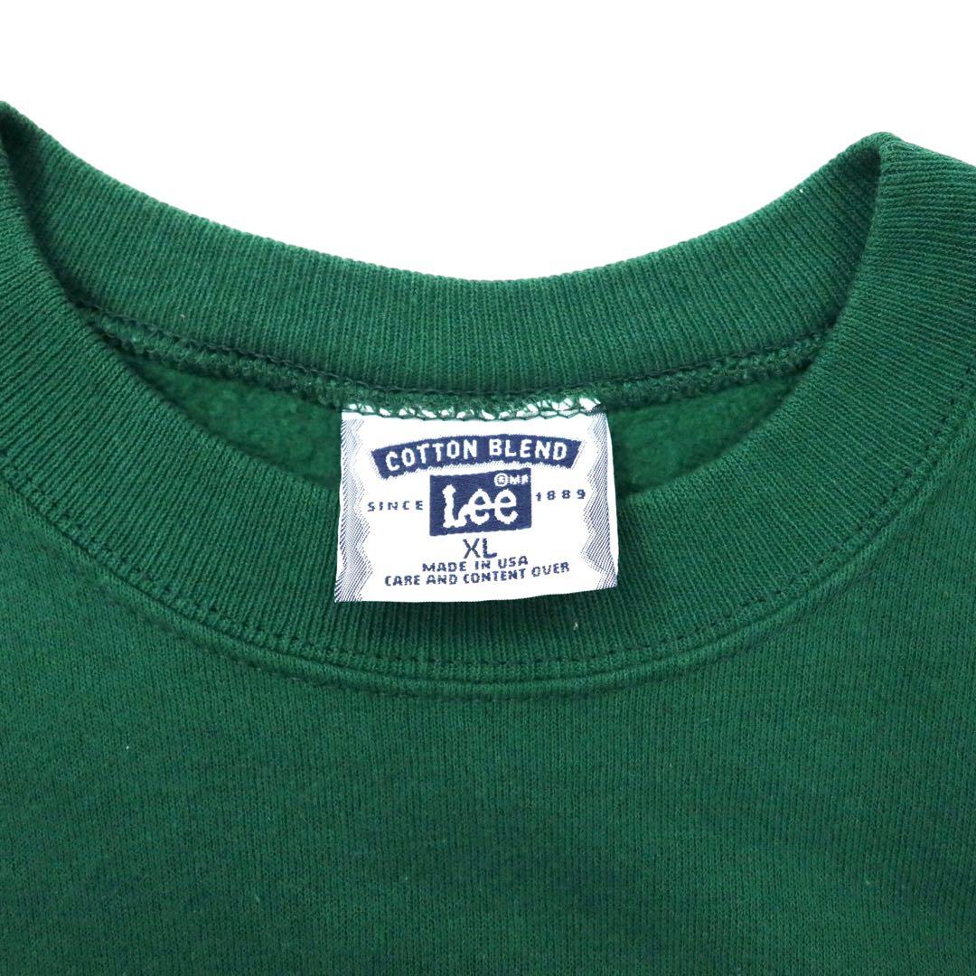 Lee USA, anni '90, Felpa stampata College, XL, Verde, Cotone, Interno felpato, WAYNE STATE UNIVERSITY