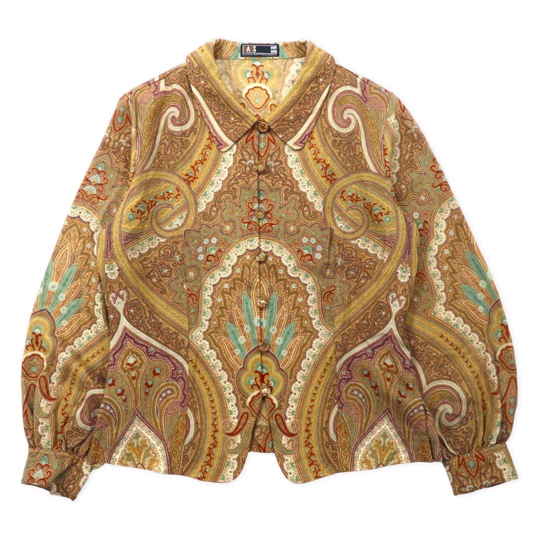 DAKS Camicia/Blusa/Giacca retrò fantasia totale 9R Beige Misto lana e seta Fantasia Paisley Made in Japan