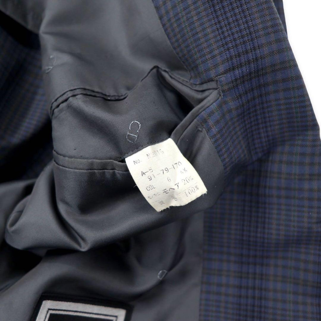 Christian Dior MONSIEUR Giacca sartoriale 2 bottoni 91-79-170 blu navy a quadri in misto lana mohair modello vintage Made in Japan