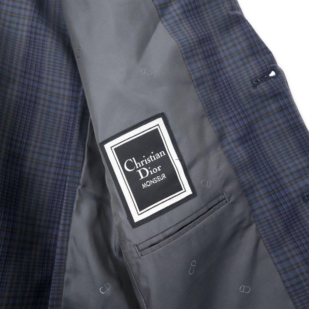 Christian Dior MONSIEUR Giacca sartoriale 2 bottoni 91-79-170 blu navy a quadri in misto lana mohair modello vintage Made in Japan
