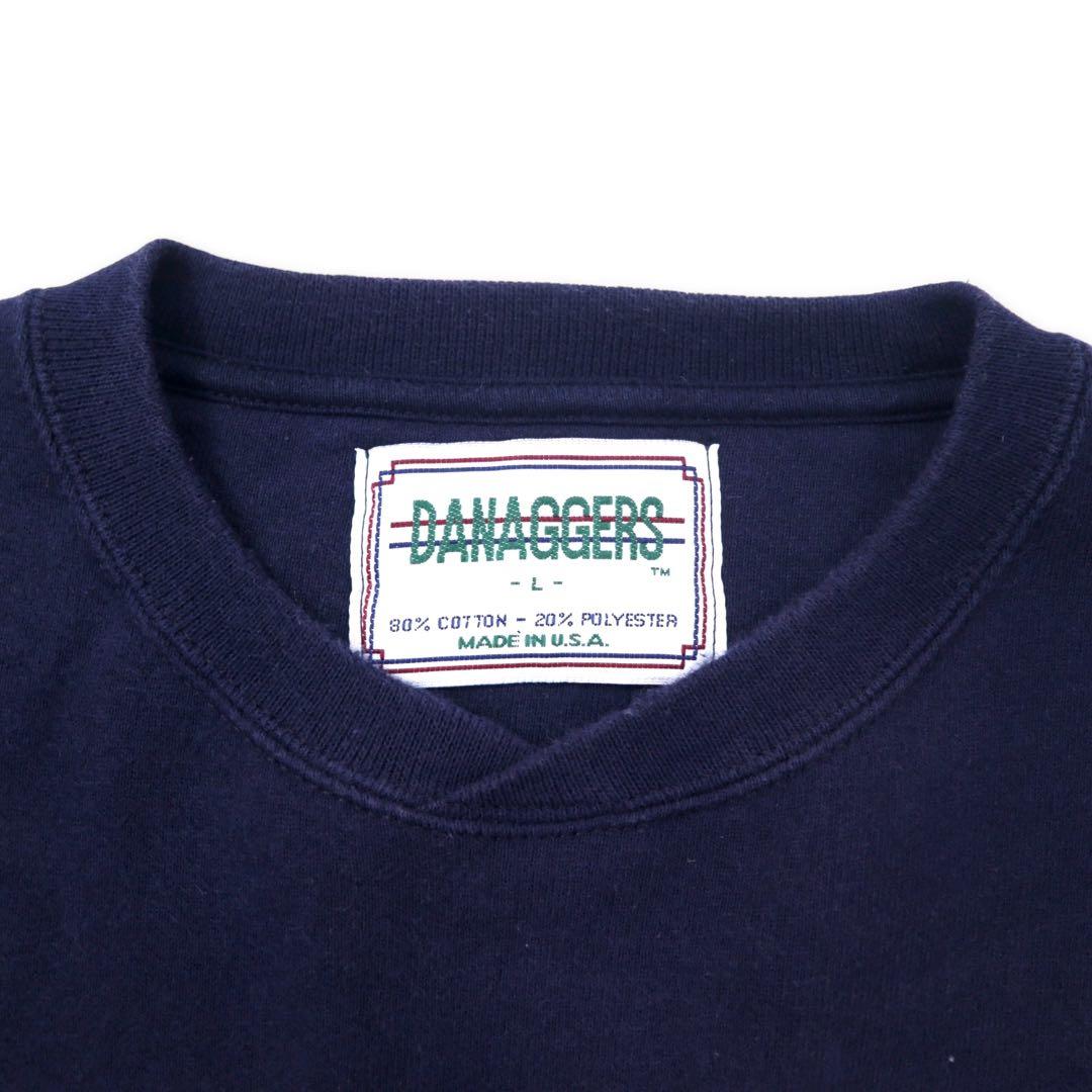 DANAGGERS Made in USA Anni '90 Stampa Felpa L Navy Cotone Felpato THE BIG STICK Oversize