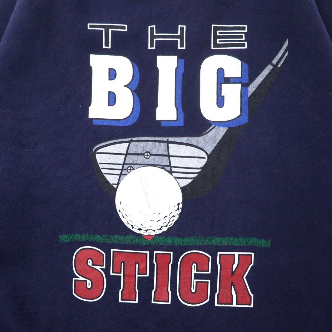 DANAGGERS Made in USA Anni '90 Stampa Felpa L Navy Cotone Felpato THE BIG STICK Oversize