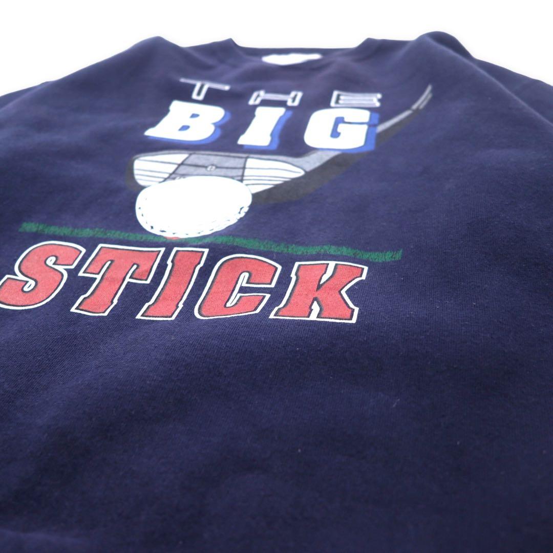 DANAGGERS Made in USA Anni '90 Stampa Felpa L Navy Cotone Felpato THE BIG STICK Oversize