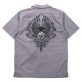 HARLEY DAVIDSON Camicia da lavoro a maniche corte, collo aperto, taglia S, colore grigio, in cotone, con logo ricamato sul retro